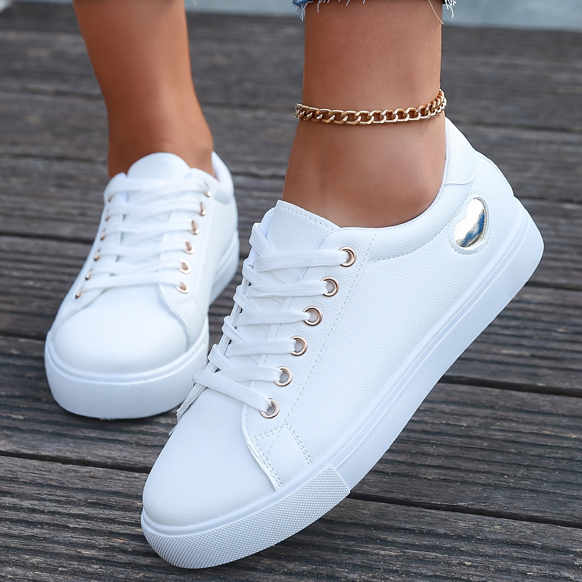 White Low-Top Comfortable Orthopedic Sports Sneakers