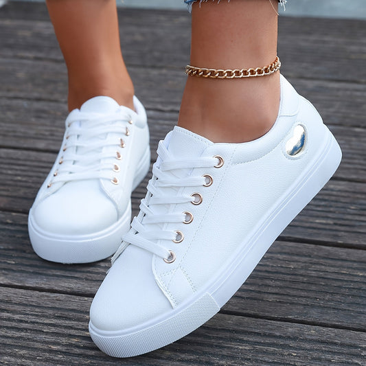 White Low-Top Comfortable Orthopedic Sports Sneakers