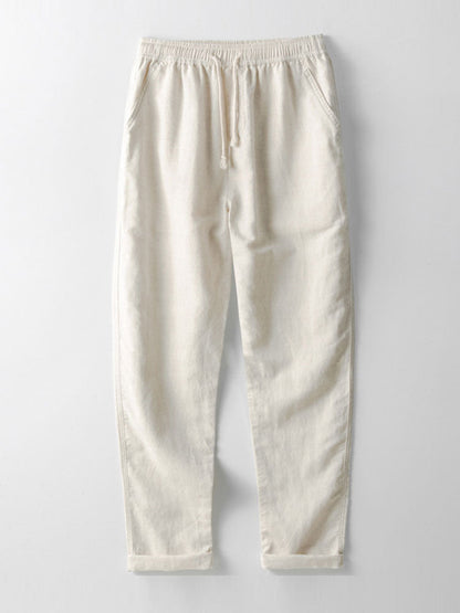 Geometric Jacquard Eyelet Cuban Shirt & Straight Leg Linen Pants