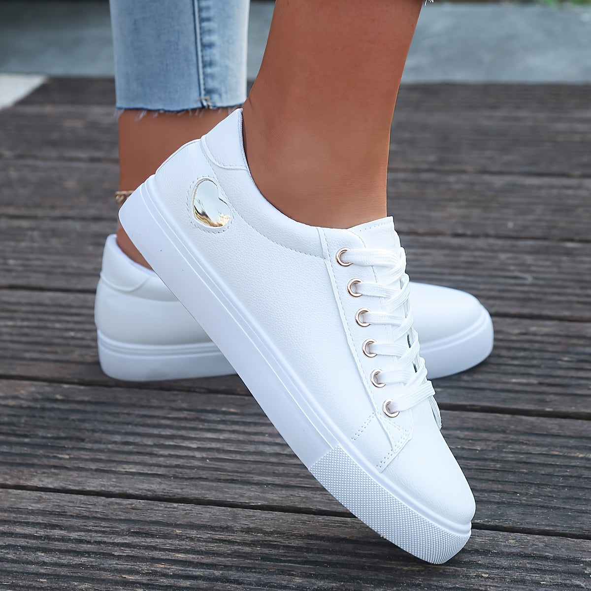 White Low-Top Comfortable Orthopedic Sports Sneakers