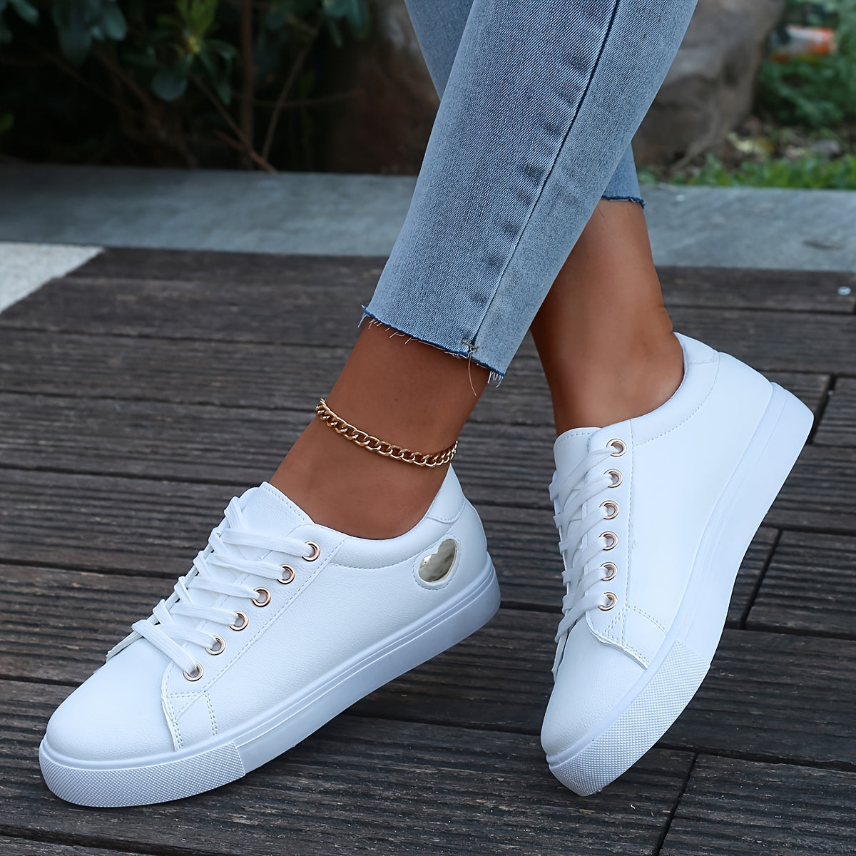 White Low-Top Comfortable Orthopedic Sports Sneakers
