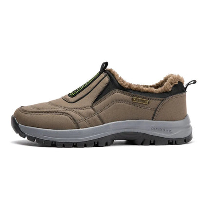 Men's Orthopedic Slip-On Winter Walking Shoes - Fleece-Lined, Waterproof & Anti-Slip Rubber Sole
