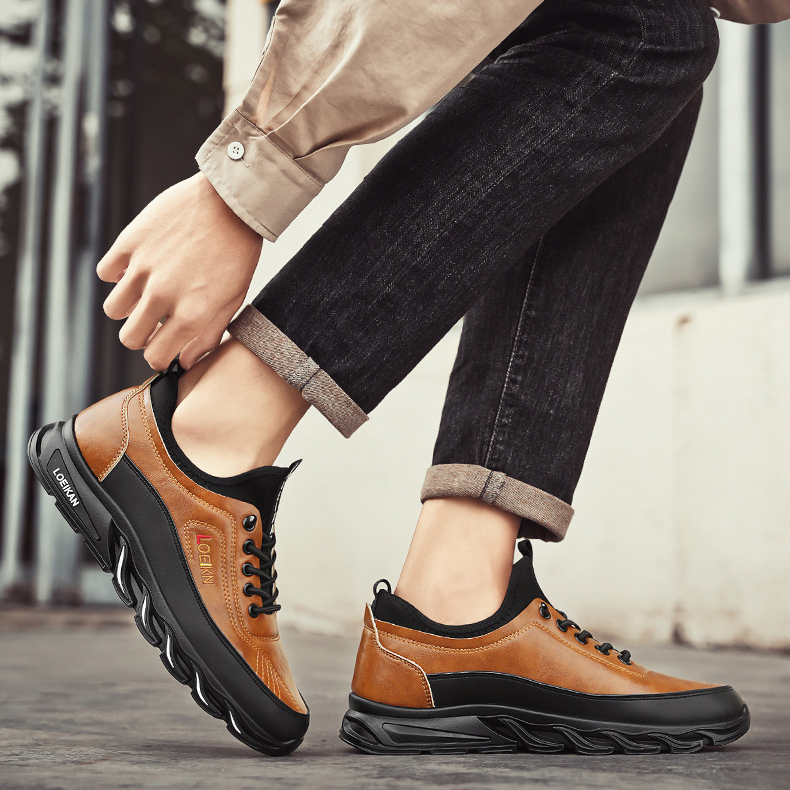 Men's Casual Fashion Orthopedic Hiking Shoes – Anti-Puncture, Anti-Collision, Non-Slip Arch Support  Leather Outdoor Sports Shoes for All-Terrain Performance