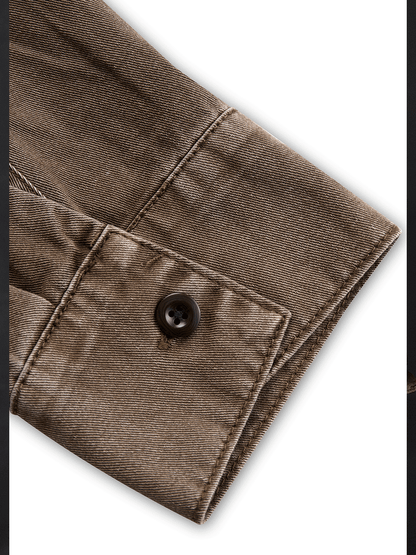 Vintage Washed Taupe Western Slim Fit Button-Down Shirt