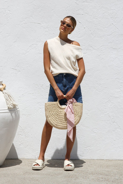 Liora One-Shoulder Knit Cream