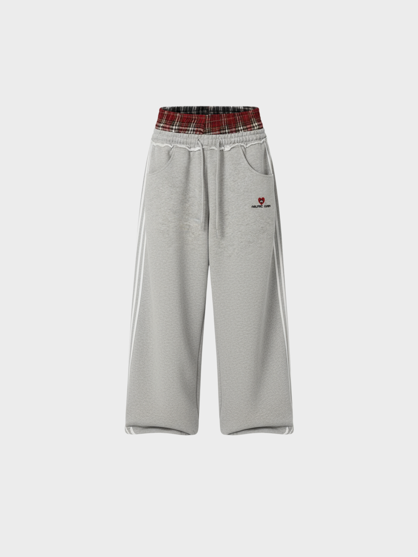 Plaid Layer Wide-Leg Sweatpants