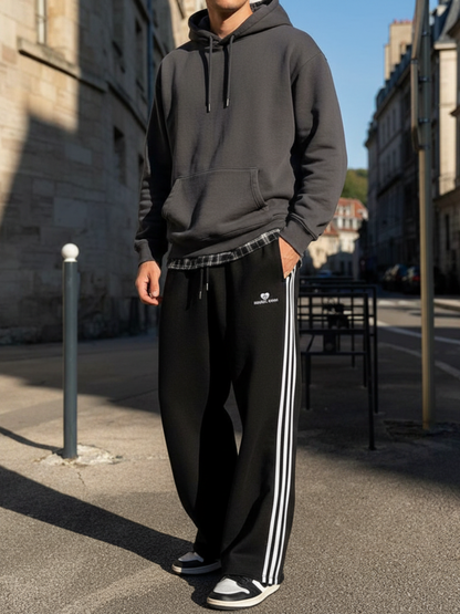 Plaid Layer Wide-Leg Sweatpants