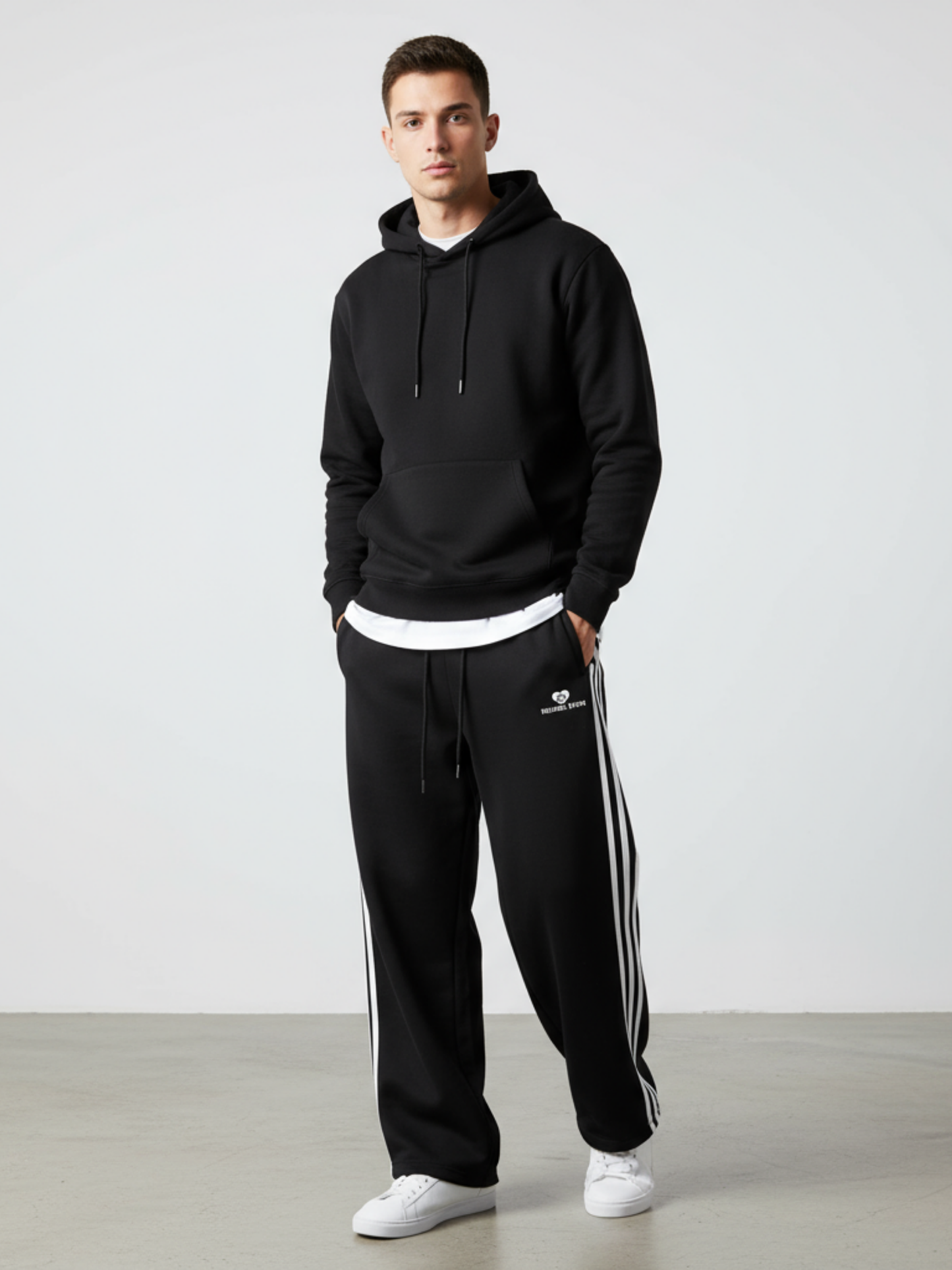 Plaid Layer Wide-Leg Sweatpants