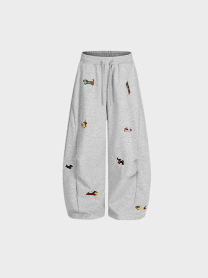 Embroidered Pup Barrel Sweatpants