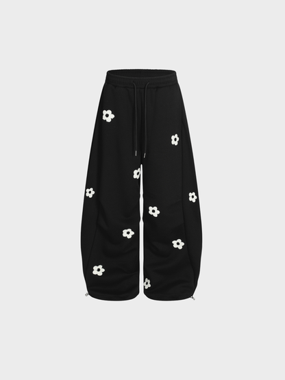 Embroidered Bloom Barrel Sweatpants