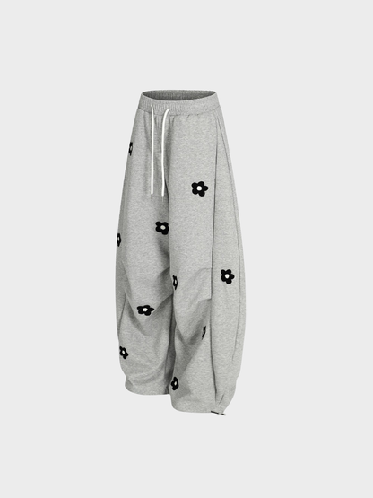 Embroidered Bloom Barrel Sweatpants