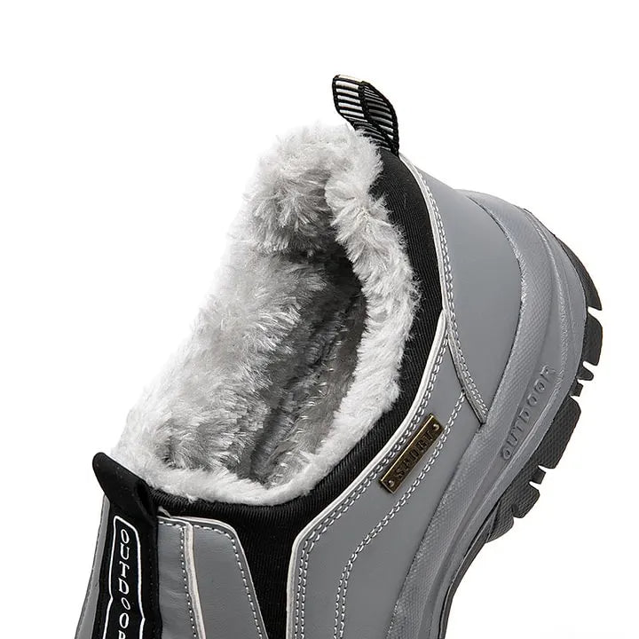 Men's Orthopedic Slip-On Winter Walking Shoes - Fleece-Lined, Waterproof & Anti-Slip Rubber Sole