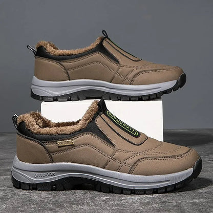Men's Orthopedic Slip-On Winter Walking Shoes - Fleece-Lined, Waterproof & Anti-Slip Rubber Sole