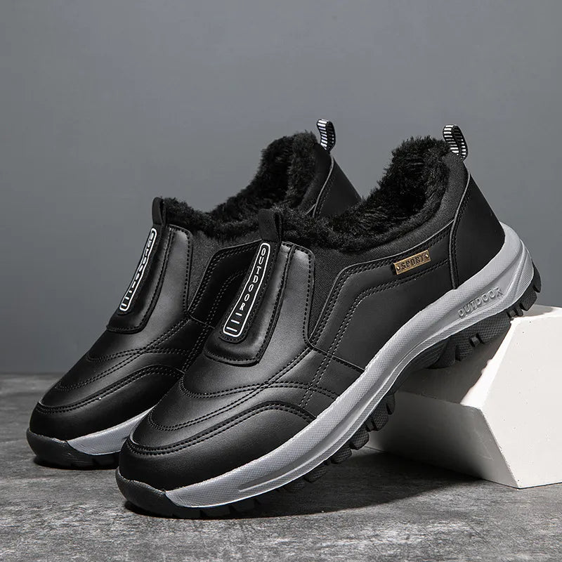 Men's Orthopedic Slip-On Winter Walking Shoes - Fleece-Lined, Waterproof & Anti-Slip Rubber Sole