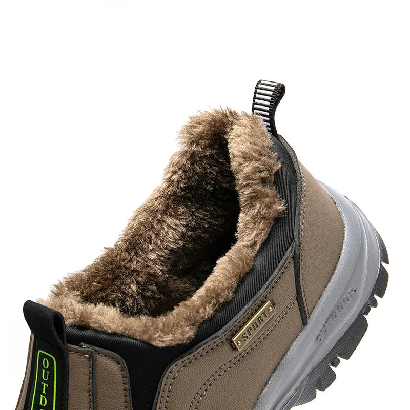 Men's Orthopedic Slip-On Winter Walking Shoes - Fleece-Lined, Waterproof & Anti-Slip Rubber Sole
