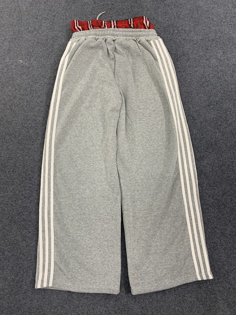 Plaid Layer Wide-Leg Sweatpants